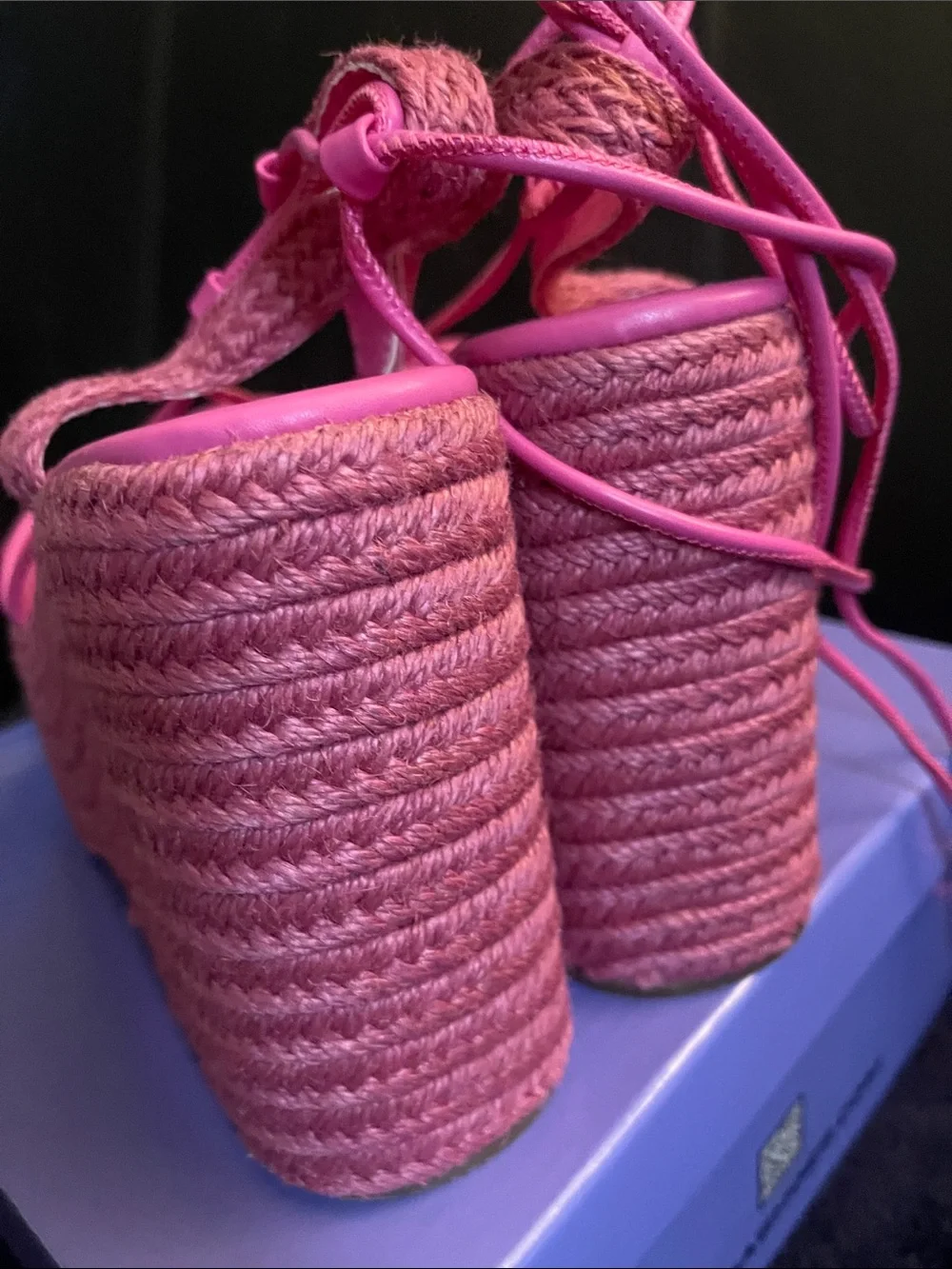 LILIBabes Women’s Pink Lace-Up Platform/Wedge Woven Wedge Sandals Sz 7 NWB